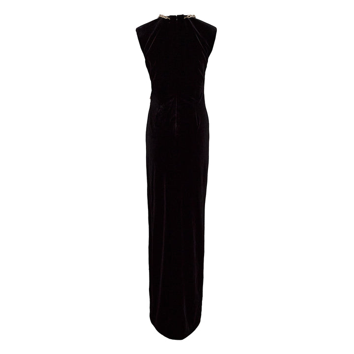 Black Velvet Embellished Maxi Dress