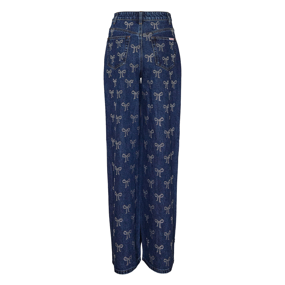 Rhinestone Bow Denim Jeans