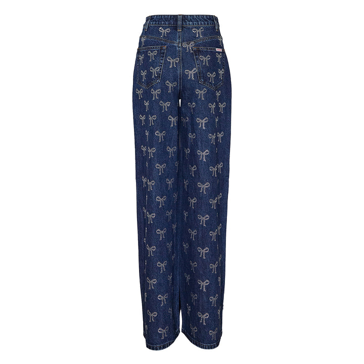 Rhinestone Bow Denim Jeans