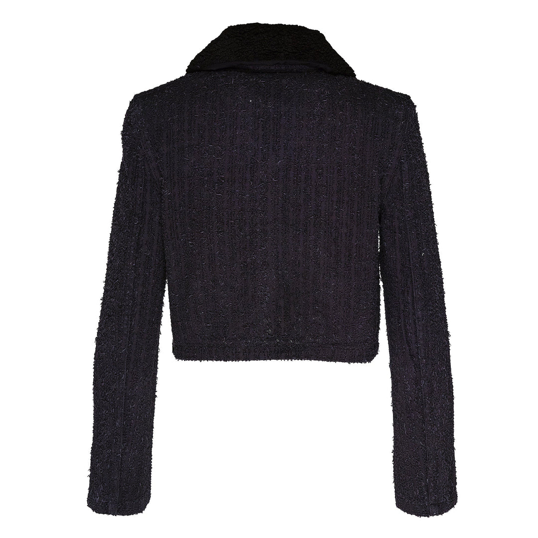 Grey Textured Denim Jacket