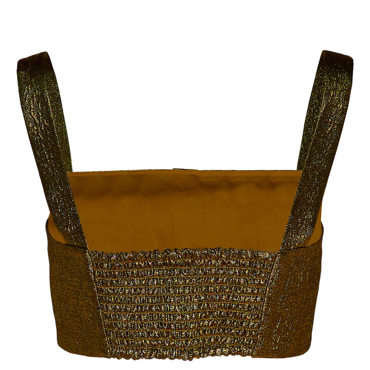 Gold Metallic Jacquard Crop Top