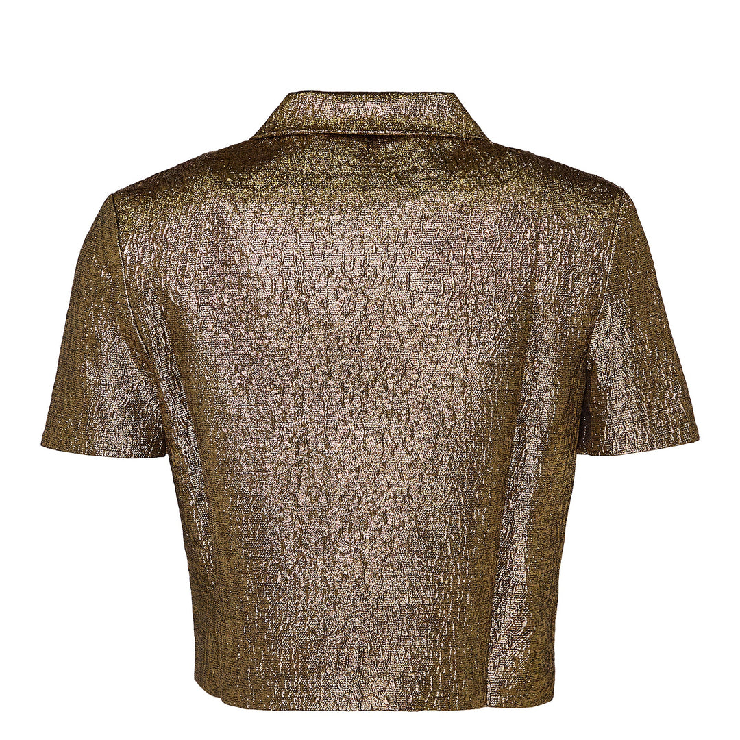 Gold Metallic Jacquard Top