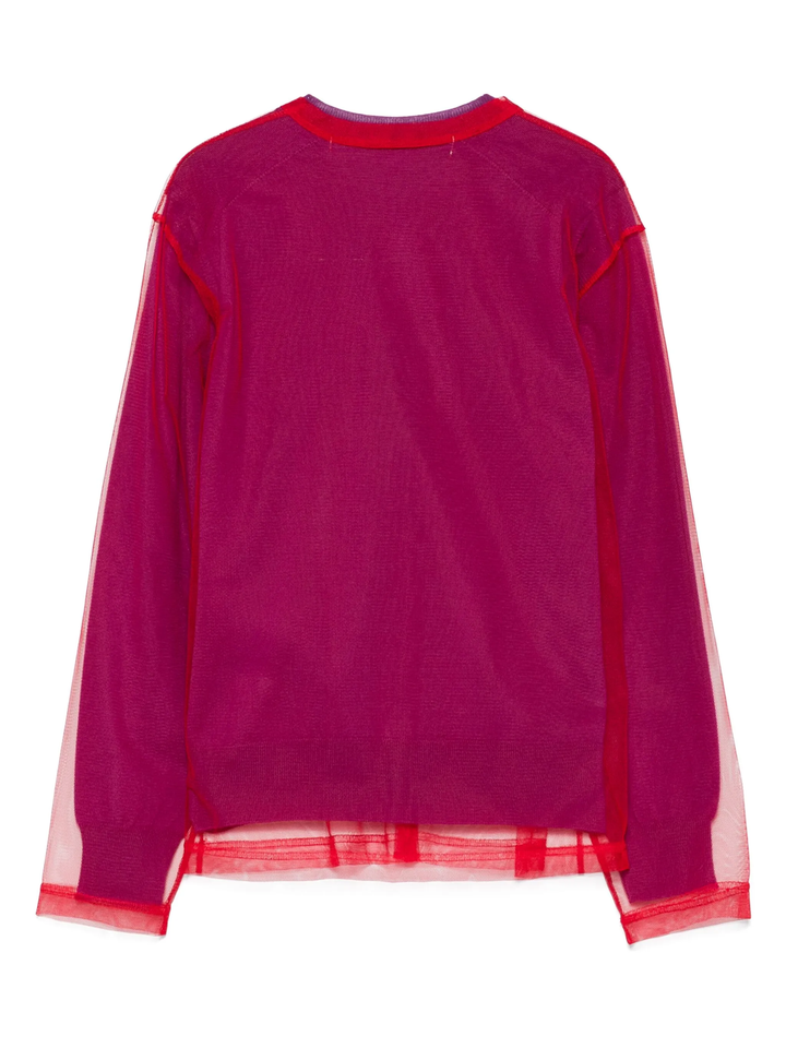 Wool Jersey X Nylon Tulle Cardigan