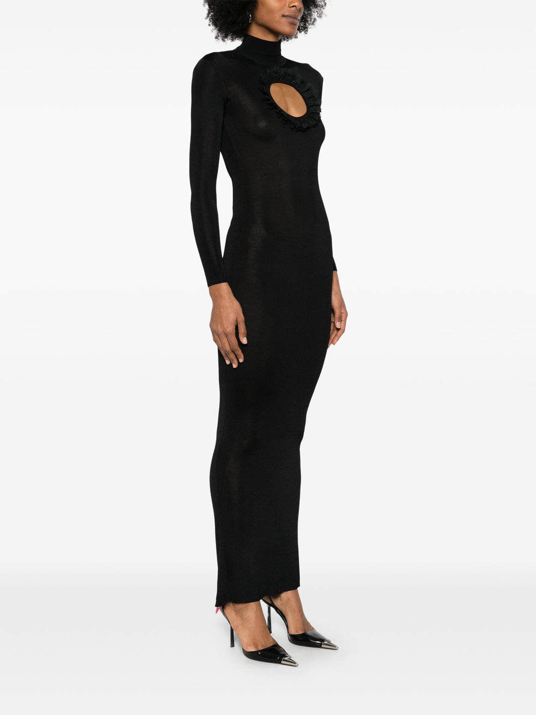 Black Knit Cut Out Maxi Dress