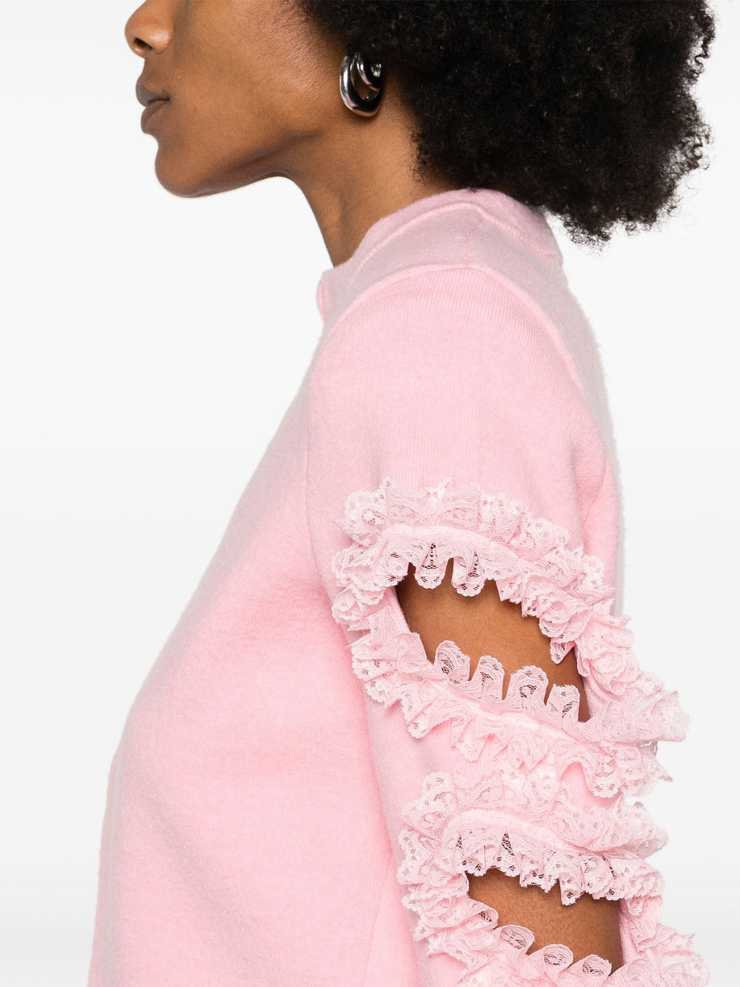 Pink Cut Out Lace Detail Cardigan