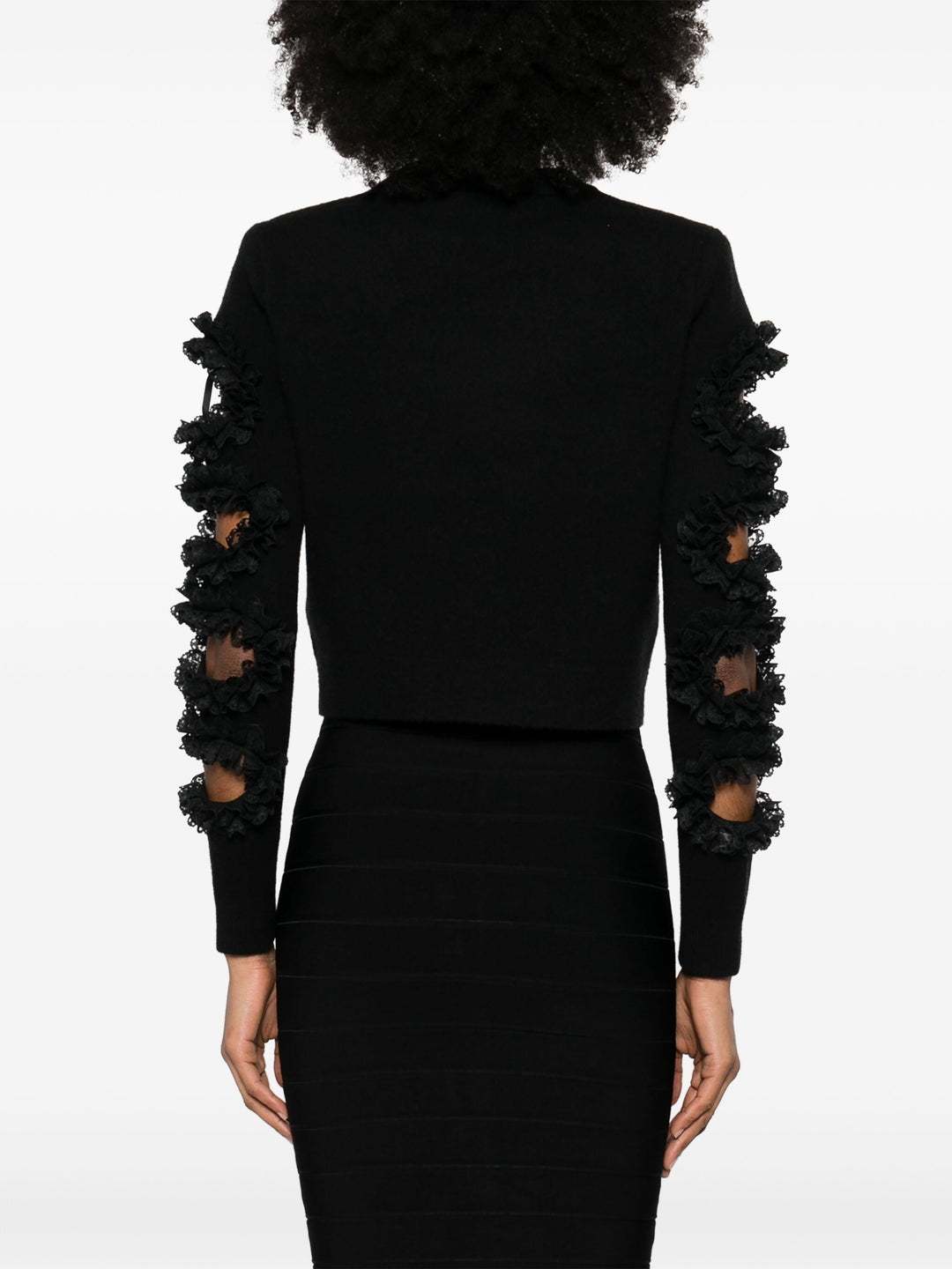 Black Cut Out Lace Detail Jumper