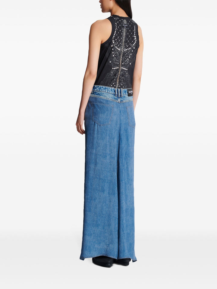 Knotted Draped Denim Pants