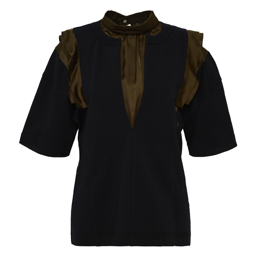 コットンジャージー × サテンTシャツ