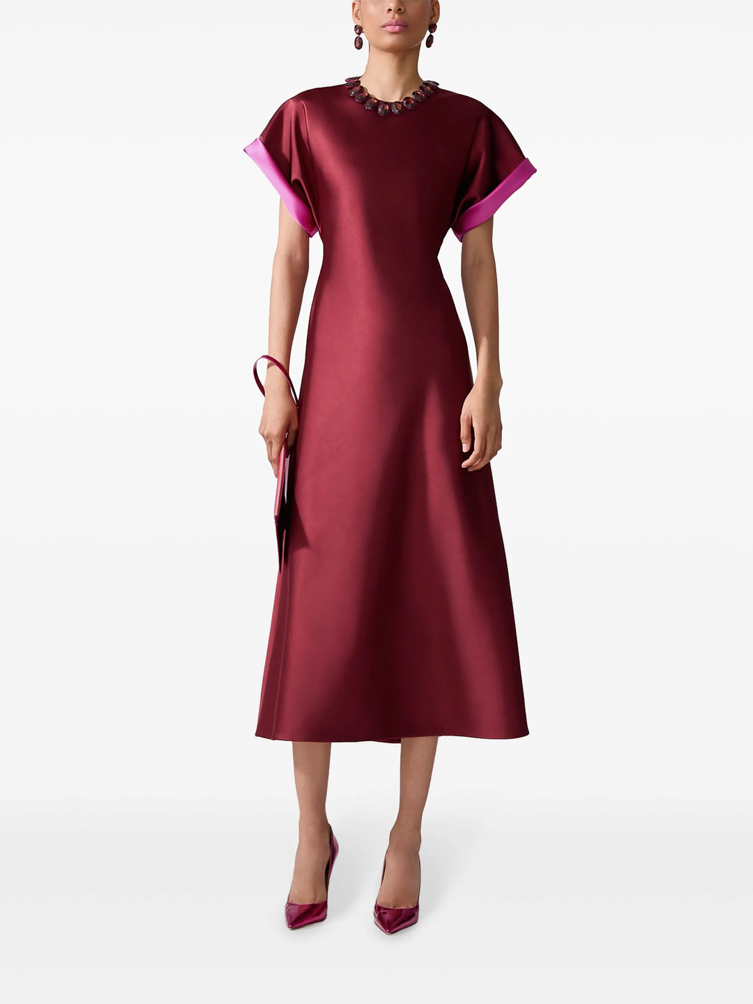 Crewneck Bias Cut Midi Dress