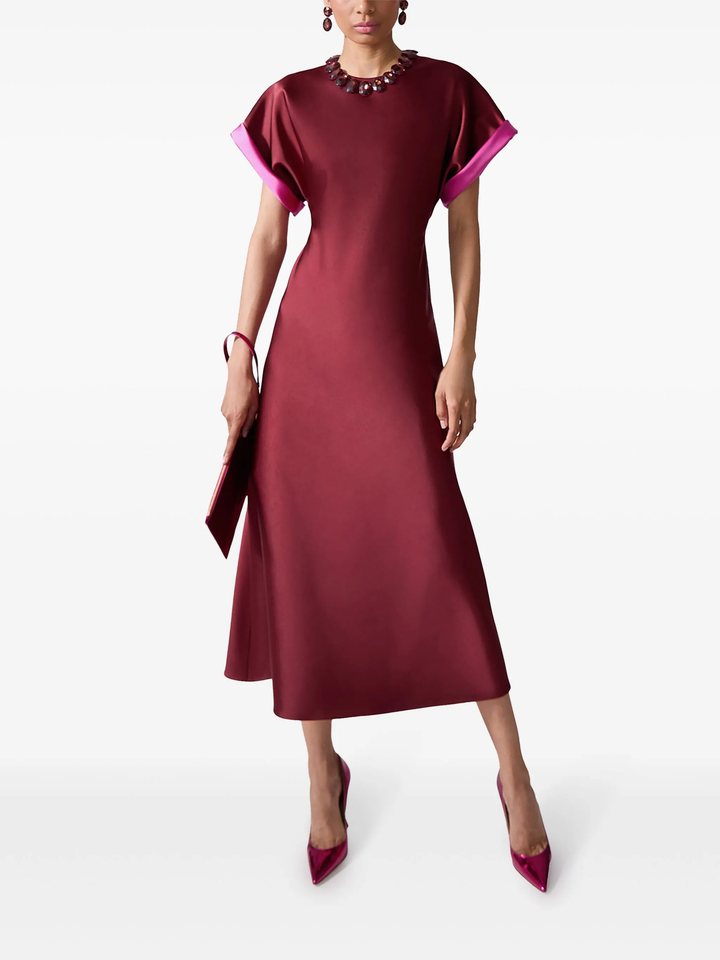 Crewneck Bias Cut Midi Dress