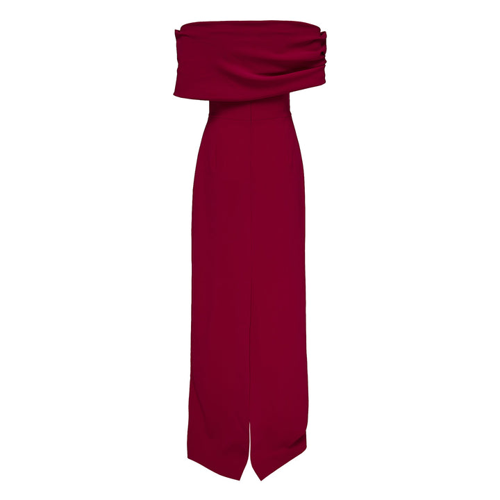 Draped Off Shoulder Column Gown