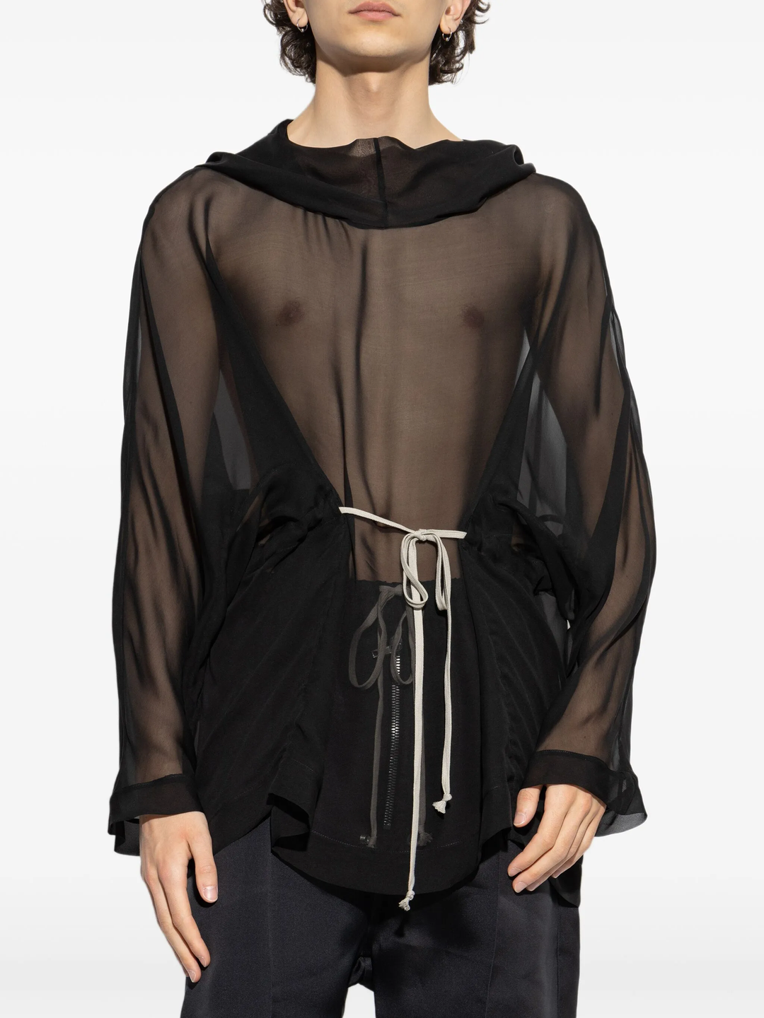 Hooded Tunic Silk Chiffon