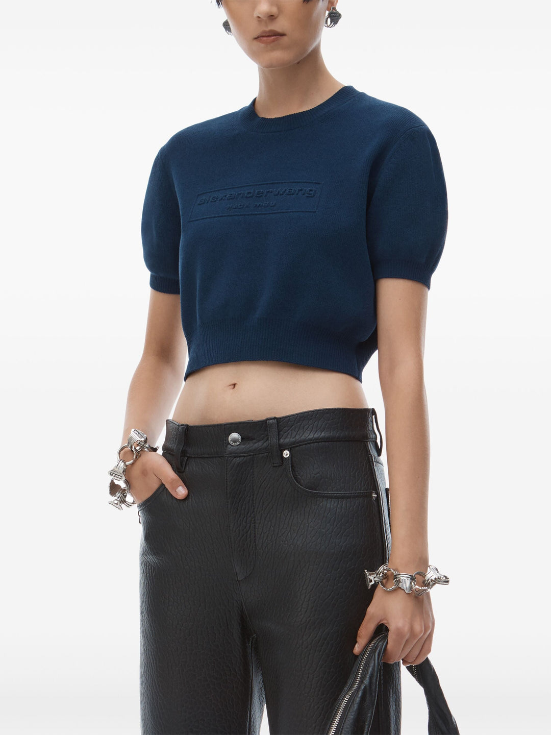 Logo-Embossed Tee In Rib-Knit