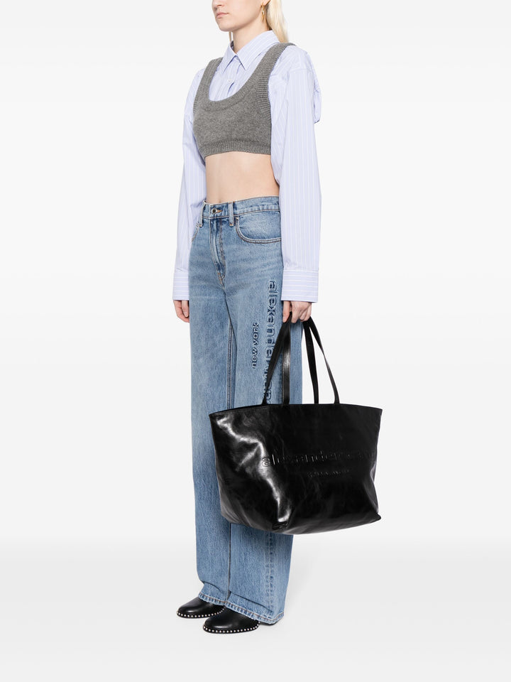 Punch Tote Bag In Crackle Patent Leather