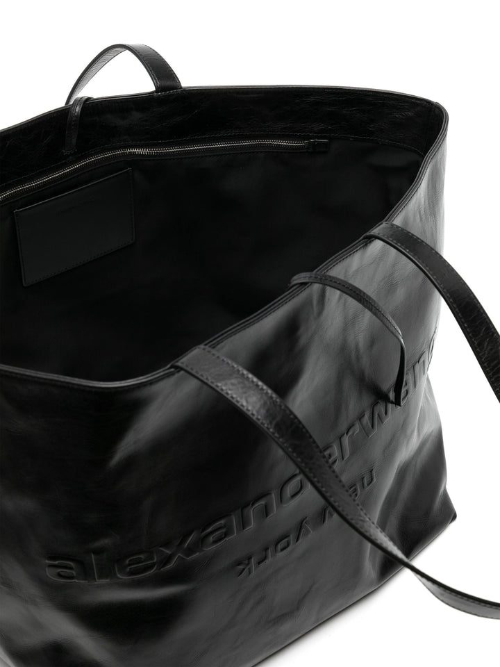 Punch Tote Bag In Crackle Patent Leather