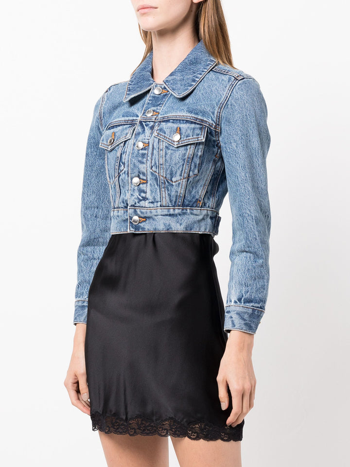 Shrunken Trucker Jacket In Denim