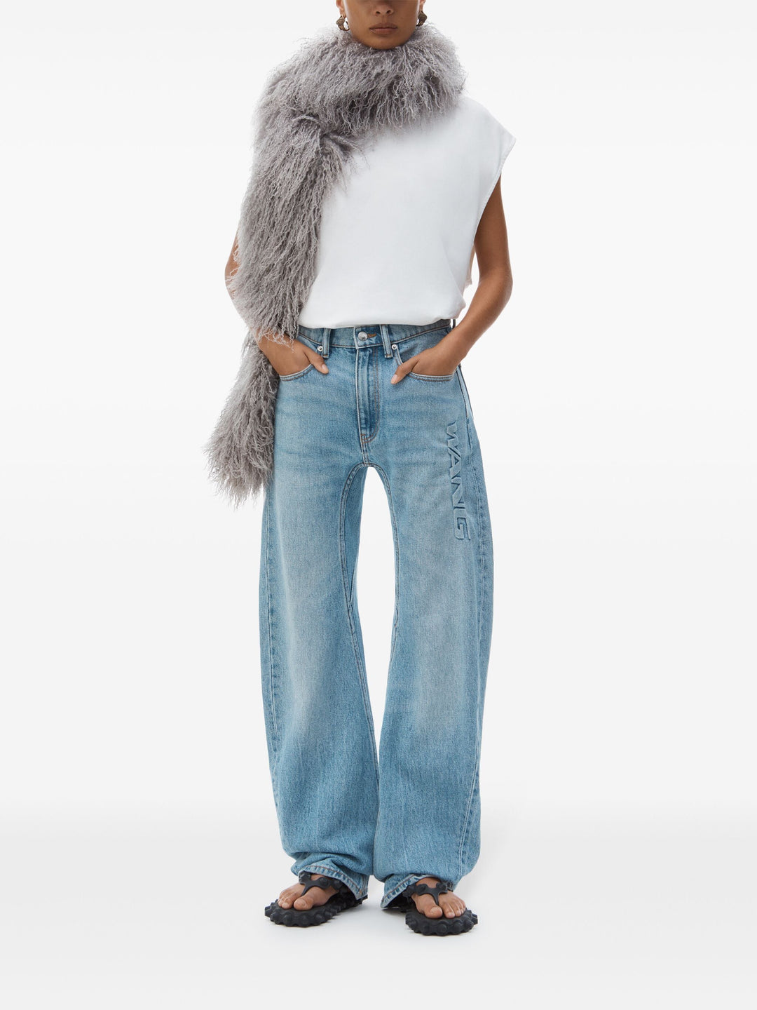 Articulated Denim Jeans With High-Frequency Logo