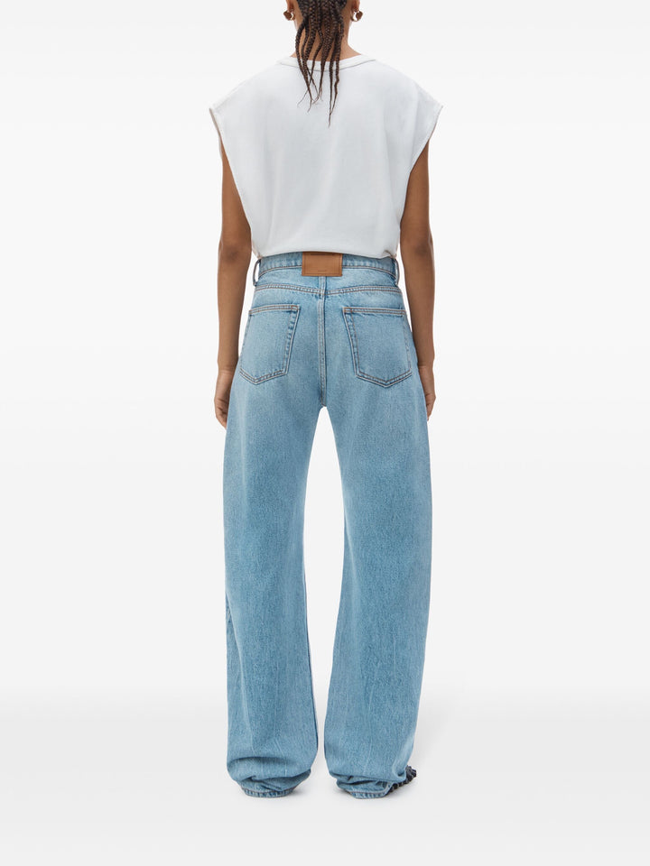 Articulated Denim Jeans With High-Frequency Logo