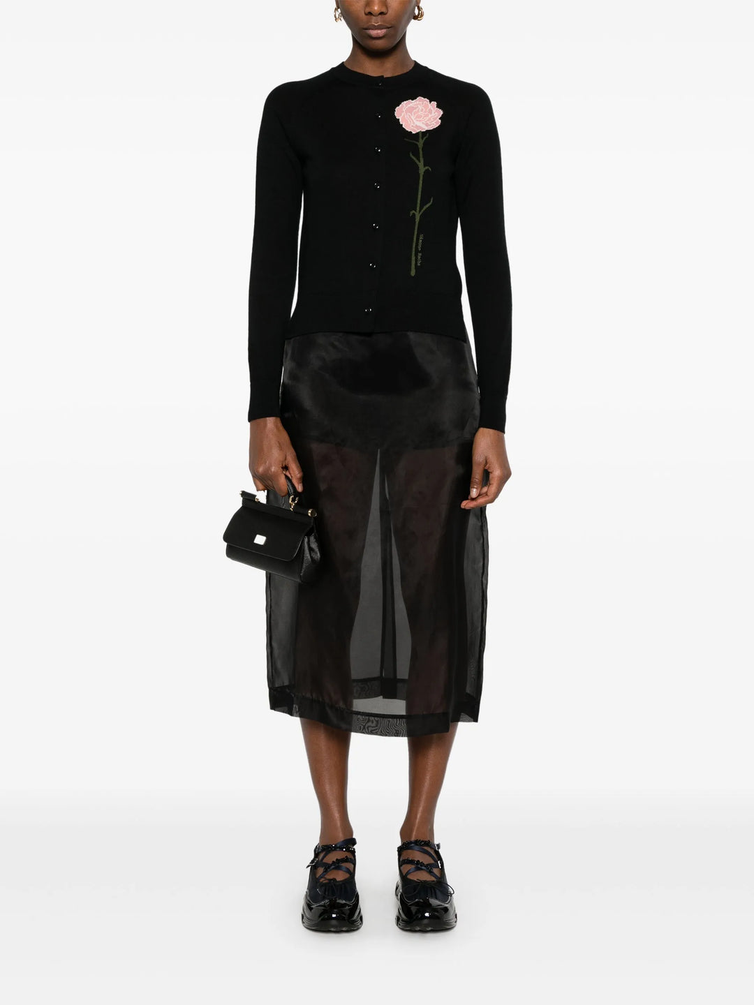 Carnation Detail Long Sleeve Cardigan