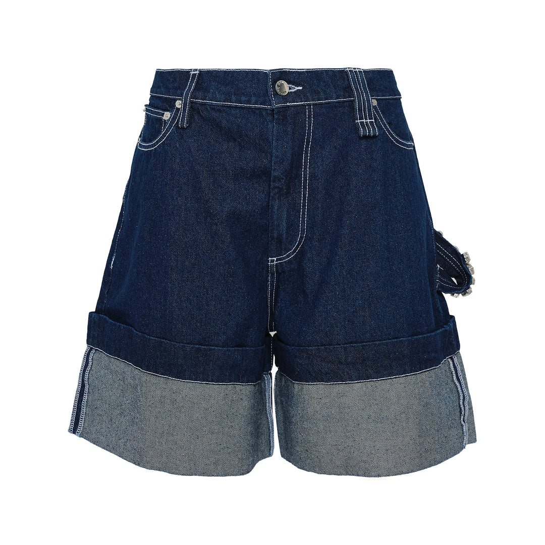 Wide Leg Puddle Denim Shorts