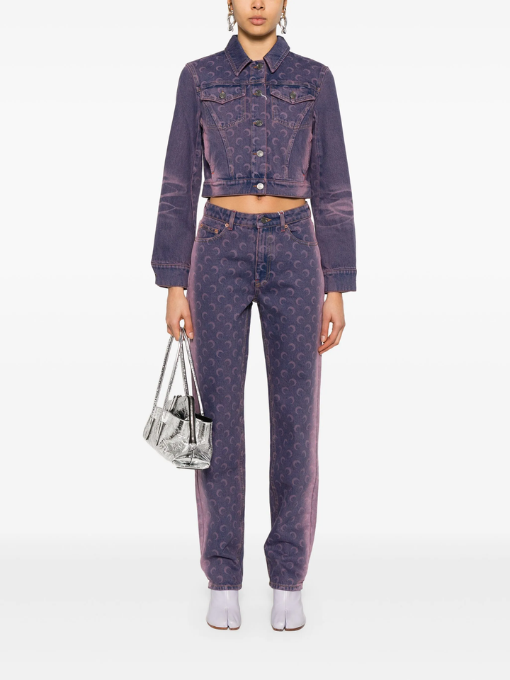 Moon Laser Denim Boxy Suit Jacket