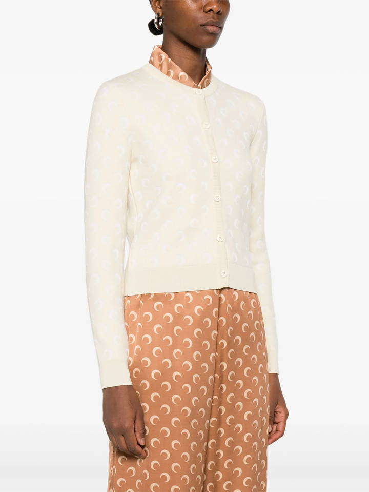 Moon Jacquard Knit Fitted Cardigan