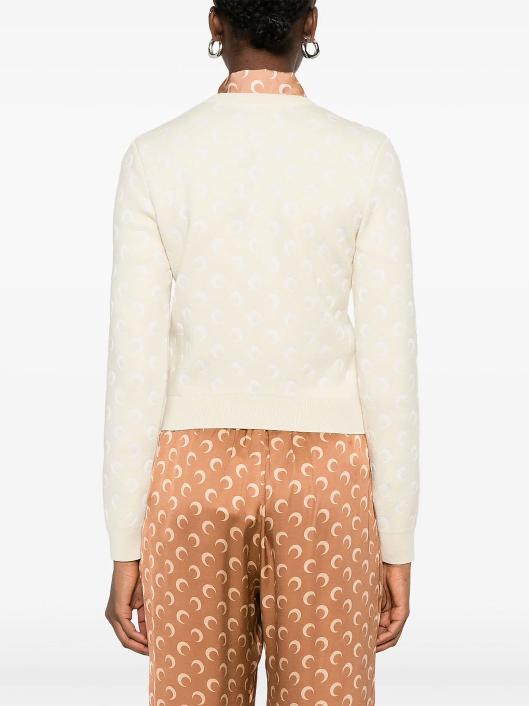 Moon Jacquard Knit Fitted Cardigan