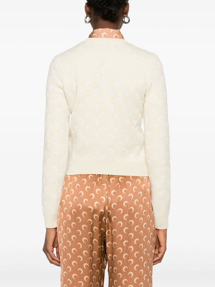 Moon Jacquard Knit Fitted Cardigan