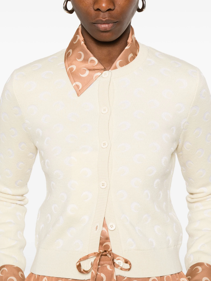 Moon Jacquard Knit Fitted Cardigan