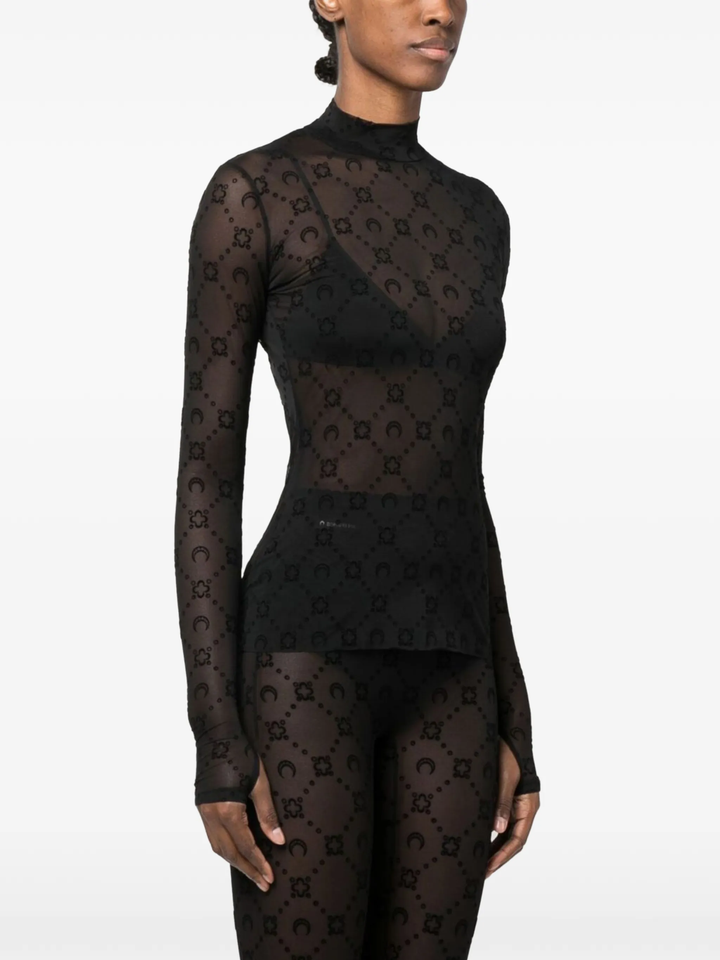 Recycled Mesh Flock Highneck Top