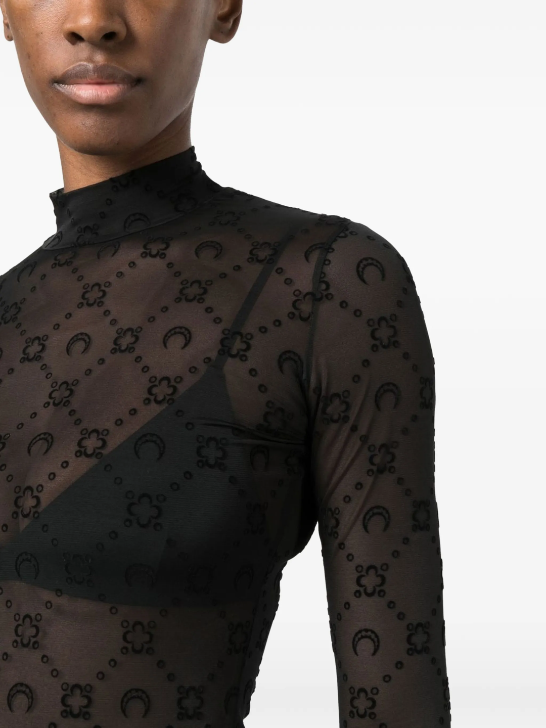 Recycled Mesh Flock Highneck Top