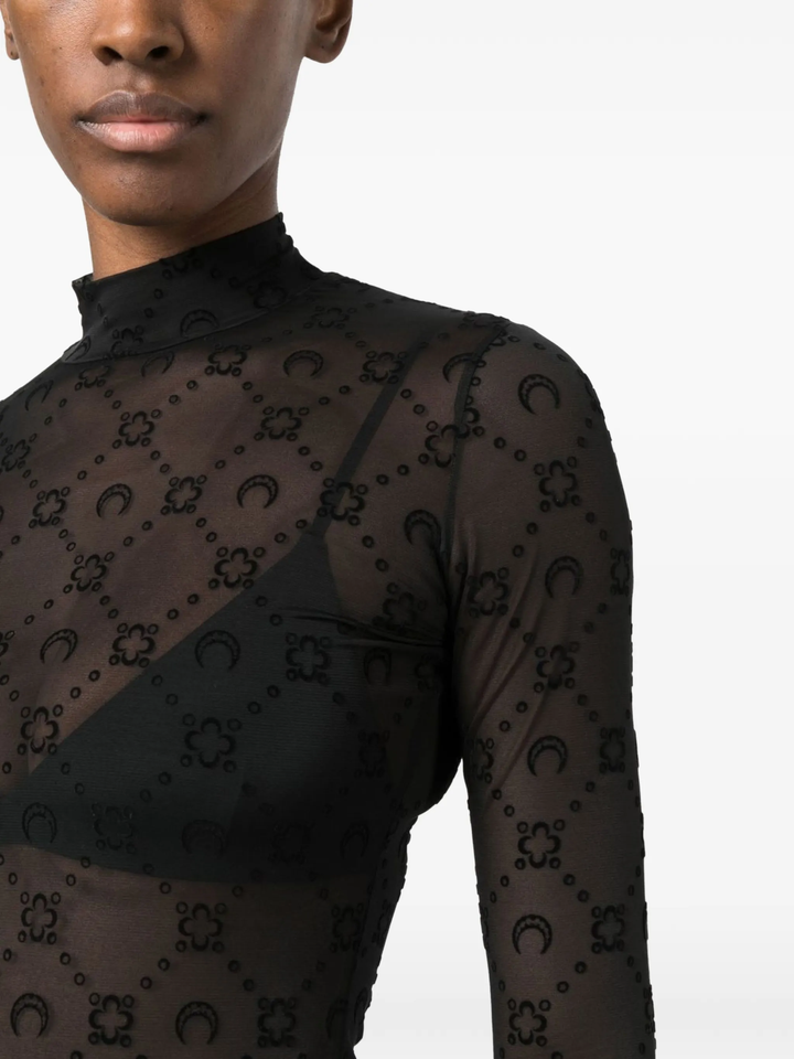 Recycled Mesh Flock Highneck Top
