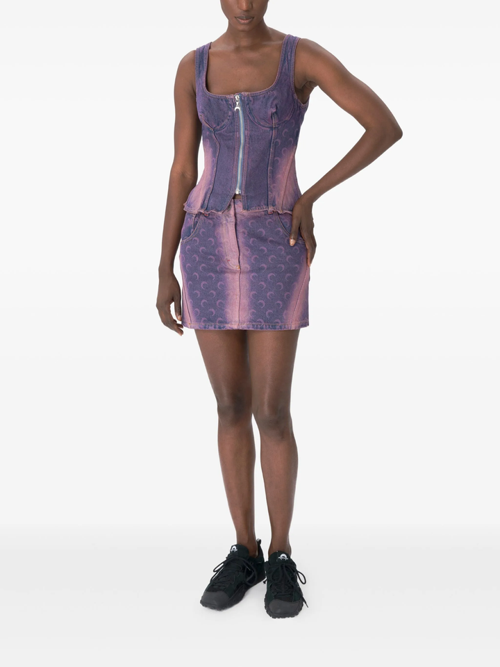 Moon Laser Denim Bustier Top