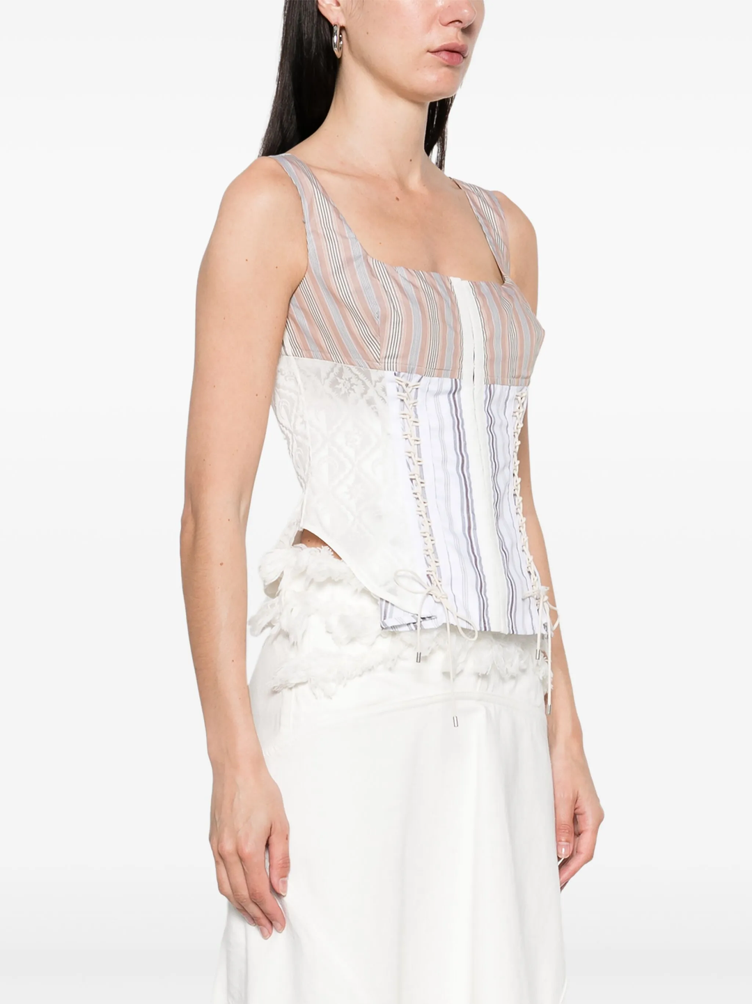Regenerated Striped Poplin Bustier Top