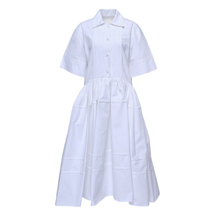 Voluminous Gathered Shirt Dress