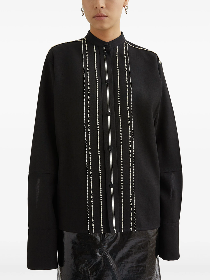 Scallop Embroidered Shirt Plastron