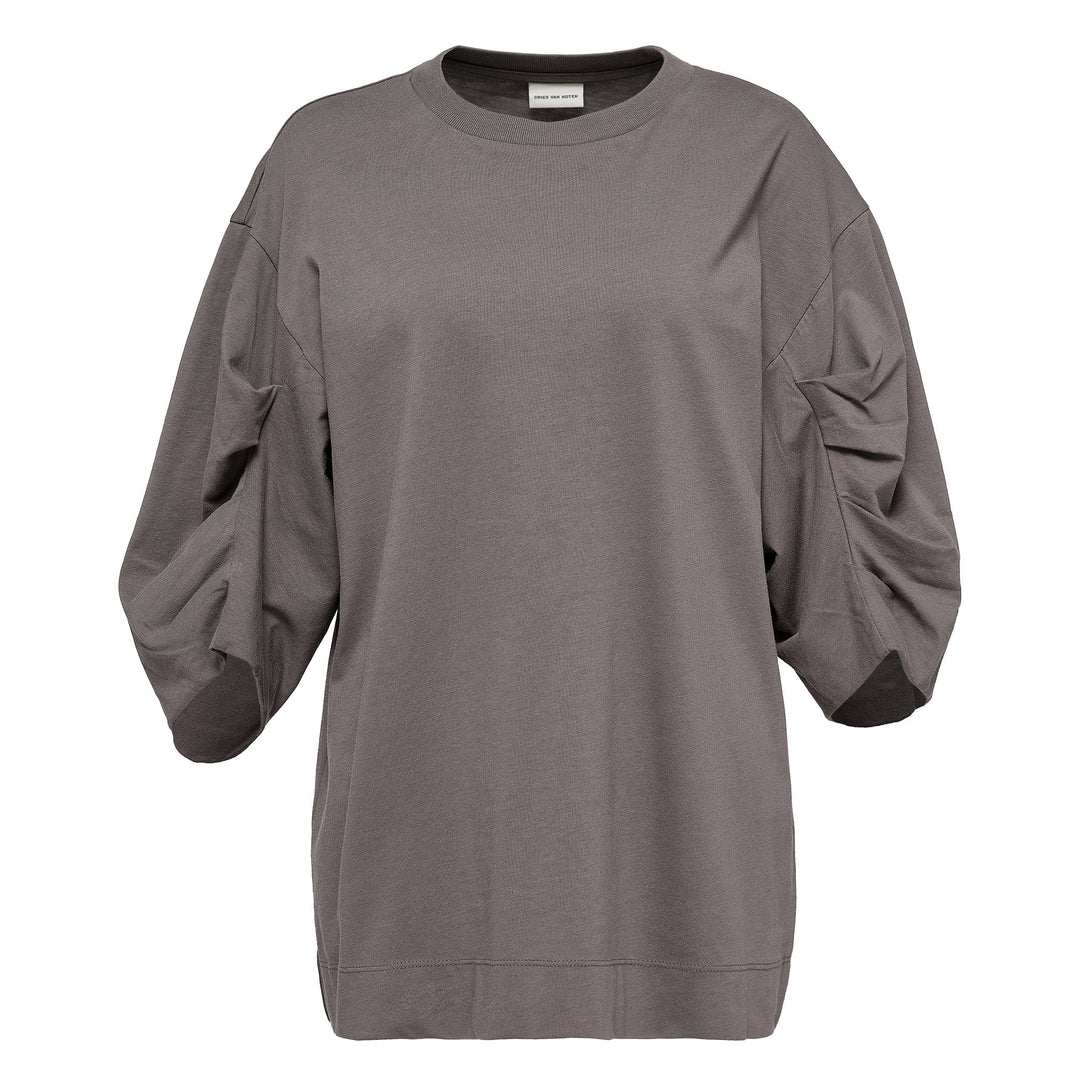 Loose T-Shirt With Pleated Sleeves