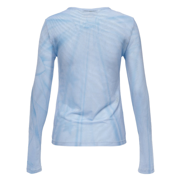Ribbon Print Mesh Top