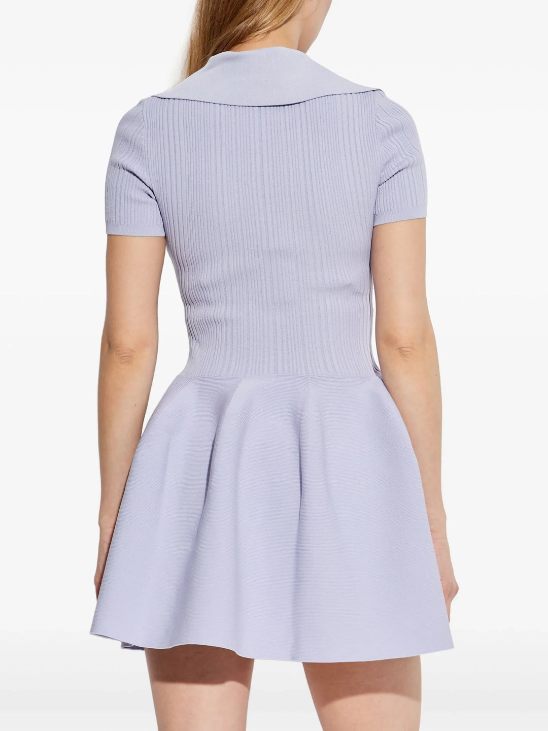 Lilac Ribbed Knit Mini Dress