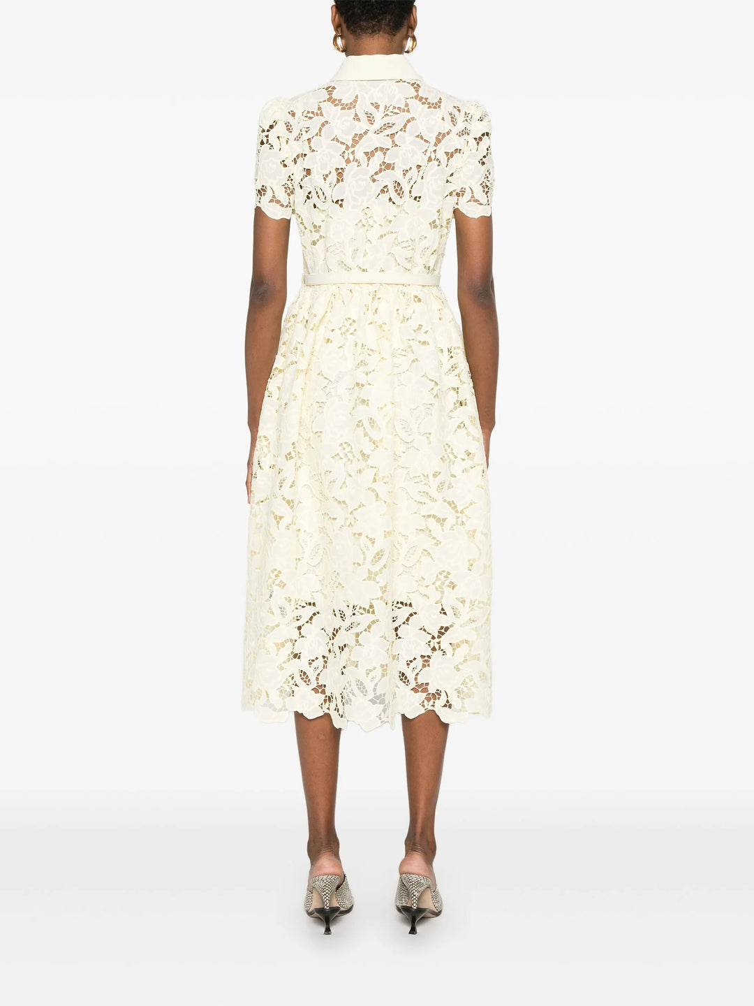 Yellow Lace Collared Midi Dres