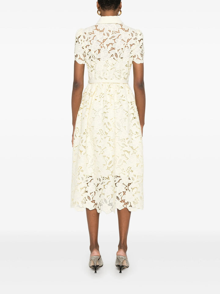 Yellow Lace Collared Midi Dres