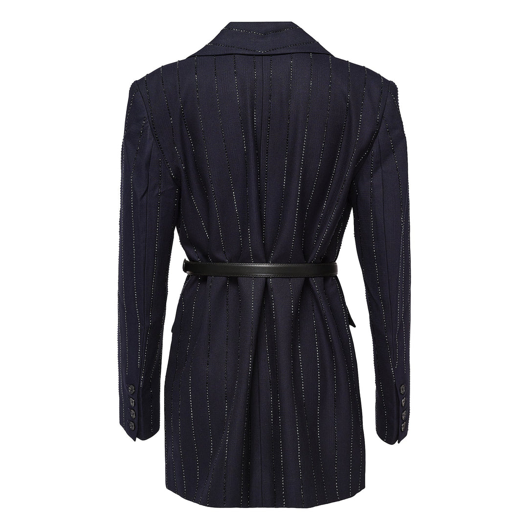 Navy Rhinestone Pinstripe Blazer