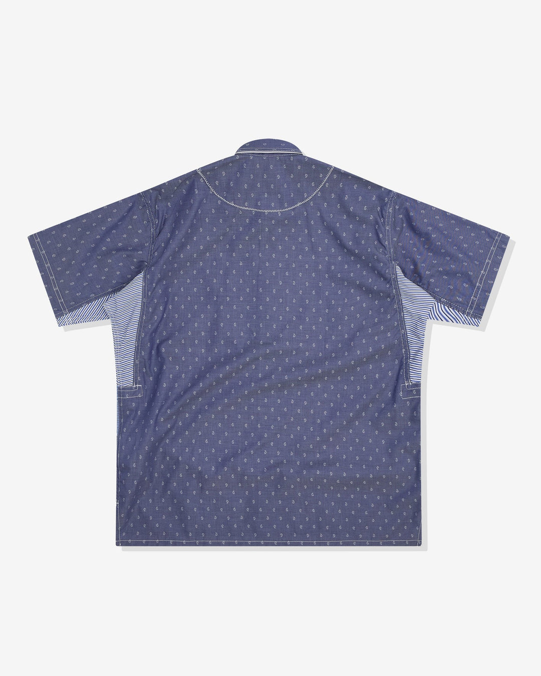Multi Fabrics Patchwork Short Sleeve Shirt