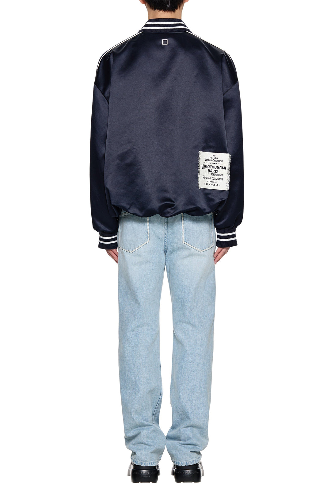 Navy Embroidered Patch Varsity Jacket