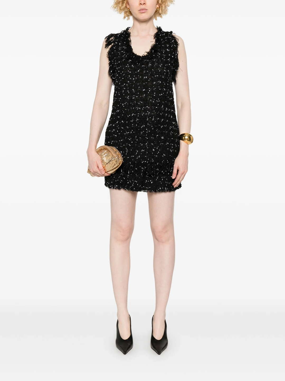 Thin Straps Polka Dots Tweed Top