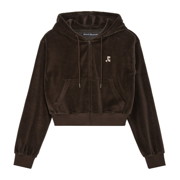 Velvet Hood Zip-Up Sweatshirt