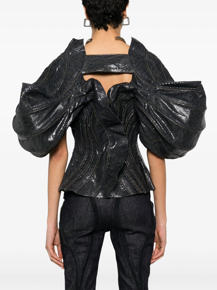Cotton Denim Foiled Print Jacket