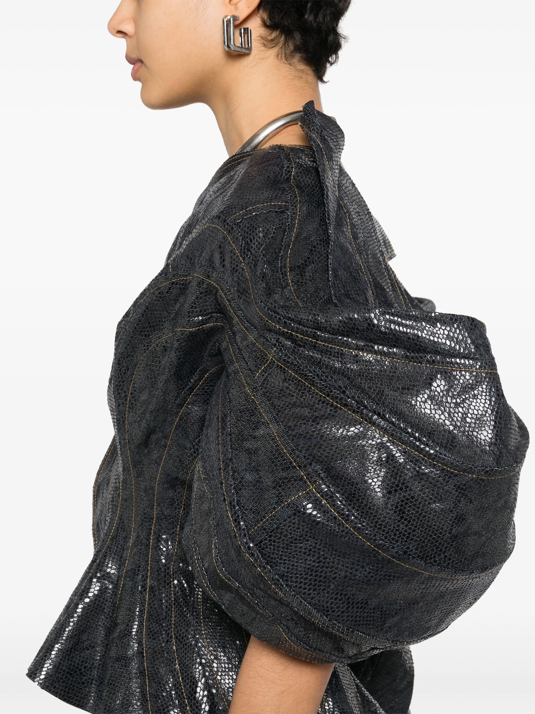 Cotton Denim Foiled Print Jacket