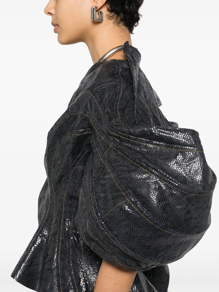 Cotton Denim Foiled Print Jacket