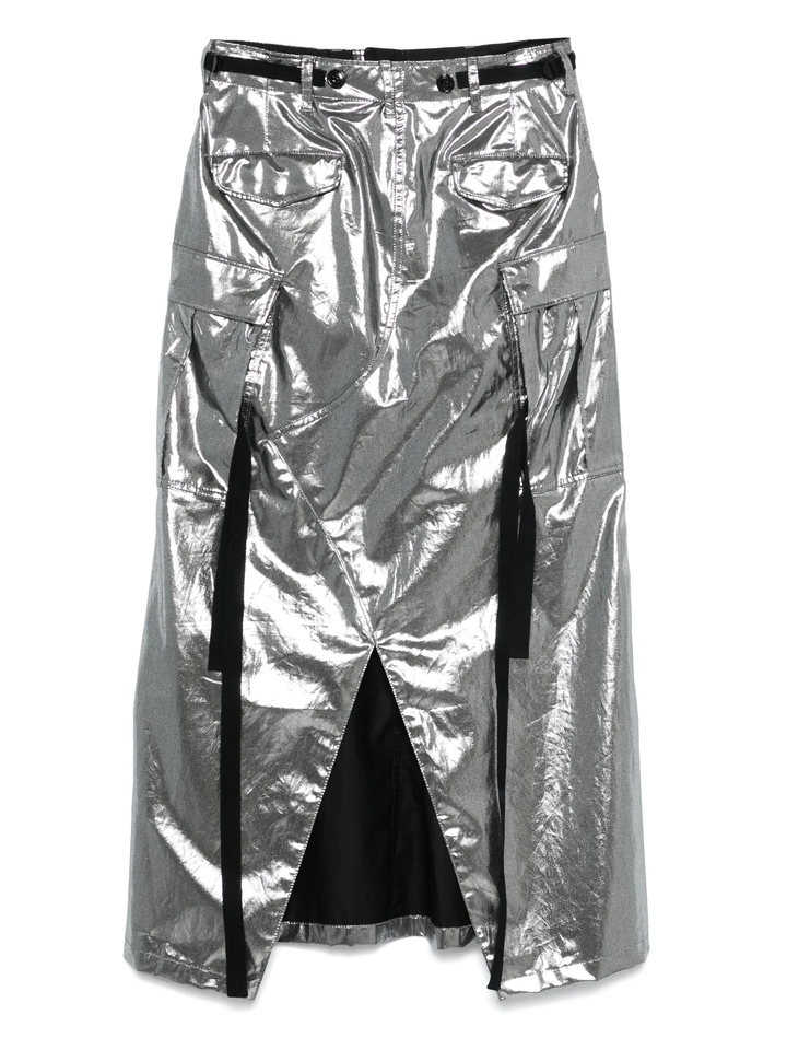 Cotton Satin Foiled Print Skirt
